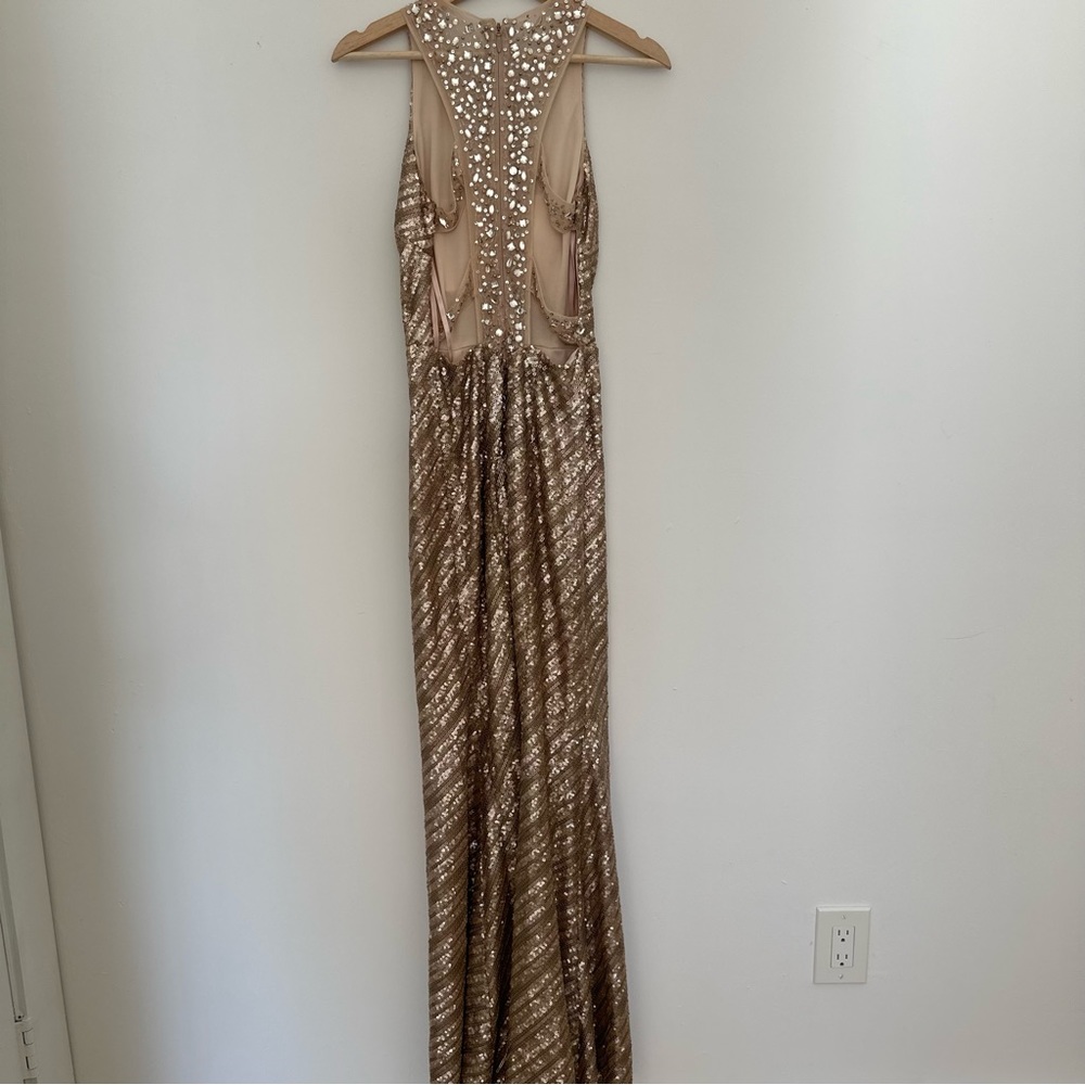 Darlin Sequin Maxi dress color Gold Size 5 - Picture 3 of 7